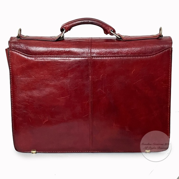 Renwick Canada Briefcase Bag Oxblood Leather Business Bag Vintage Luxe Rare - Picture 6 of 11